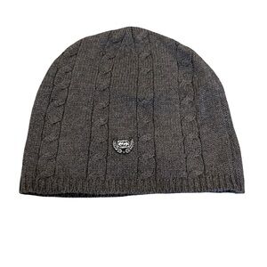 Split Cotton Cable Knit Beanie Gray Unisex Skull Cap Hat